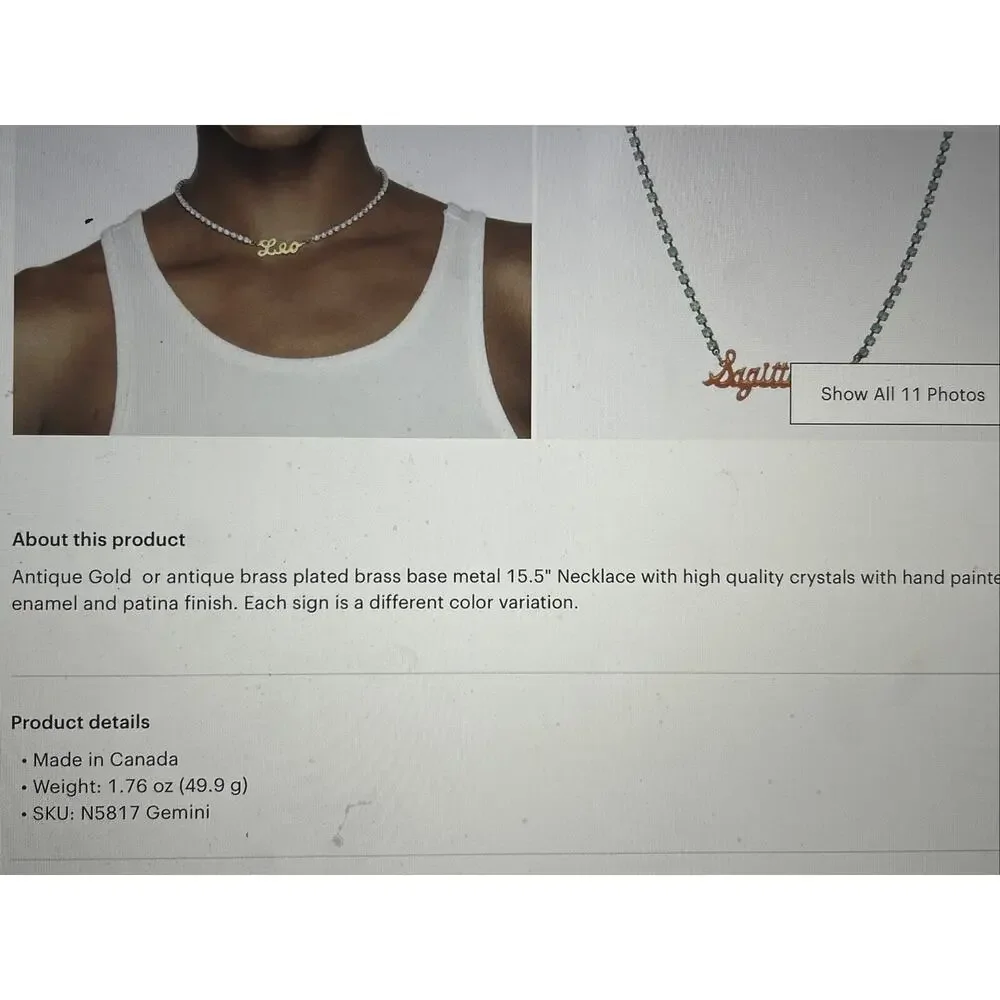 Original TOVA Necklace, Swarovski Crystals, Gold Plated Cancer